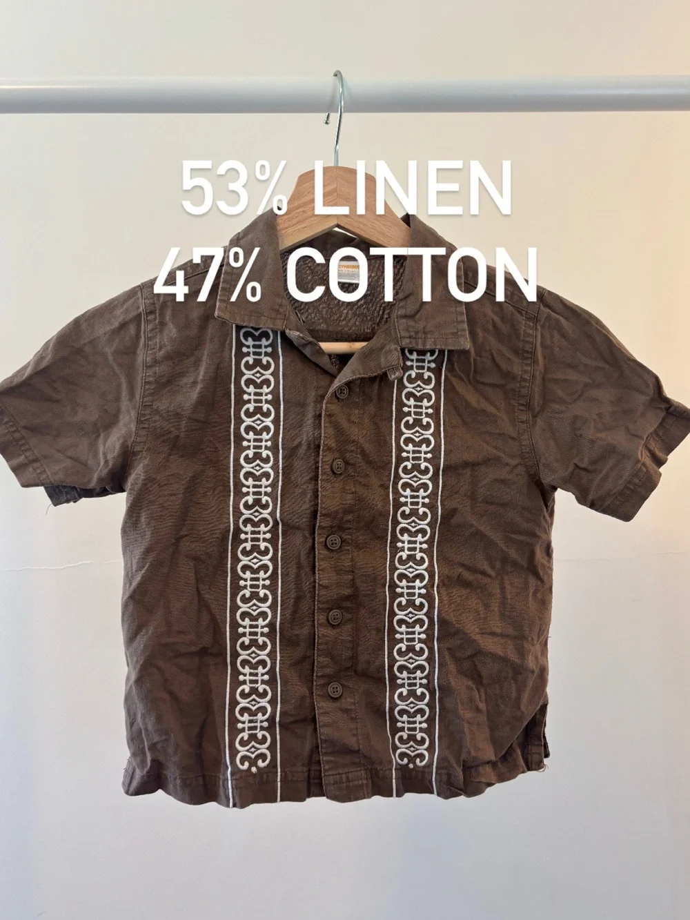 Gymboree Kids Brown Embroidered shirt | Linen & Cotton
